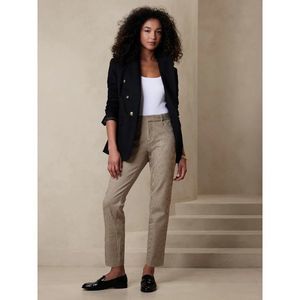 NWT Banana Republic Cropped Sloan Pant in Tan Plaid Academia Women's Size 4